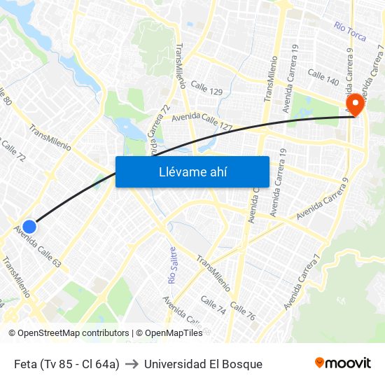 Feta (Tv 85 - Cl 64a) to Universidad El Bosque map