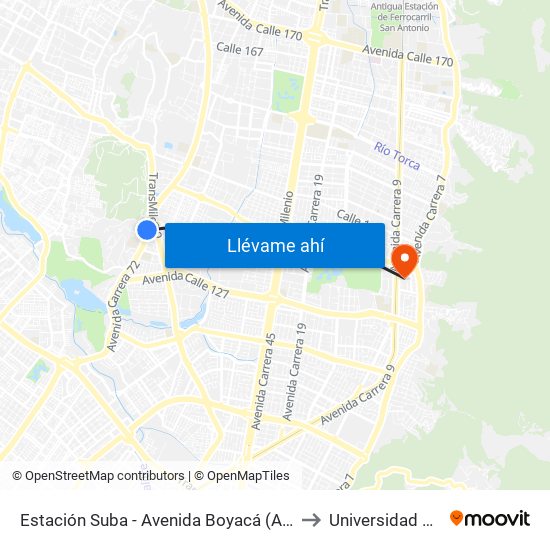 Estación Suba - Avenida Boyacá (Av. Boyacá - Cl 128a) to Universidad El Bosque map