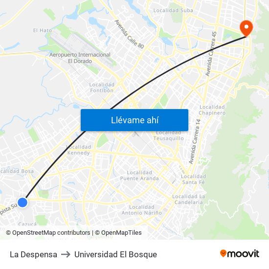 La Despensa to Universidad El Bosque map