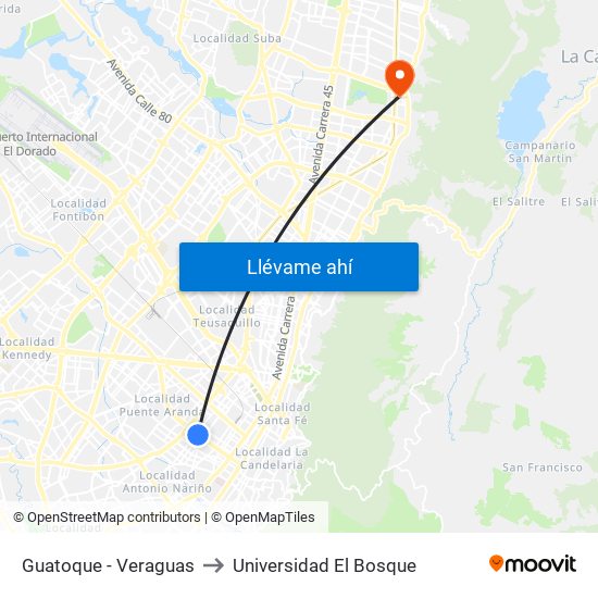 Guatoque - Veraguas to Universidad El Bosque map