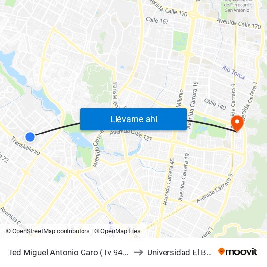 Ied Miguel Antonio Caro (Tv 94 - Cl 82a) to Universidad El Bosque map