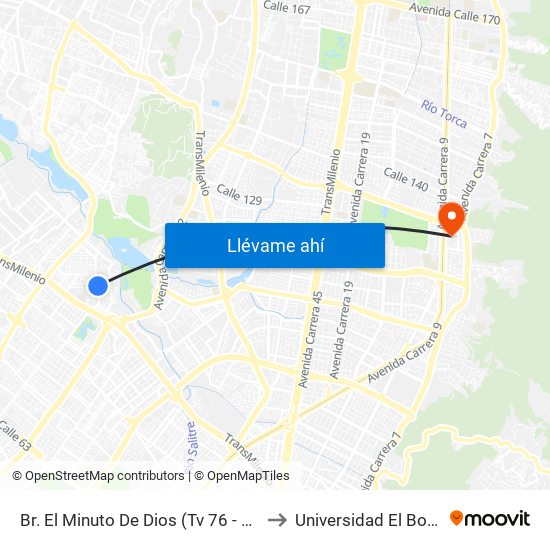 Br. El Minuto De Dios (Tv 76 - Dg 81i) to Universidad El Bosque map