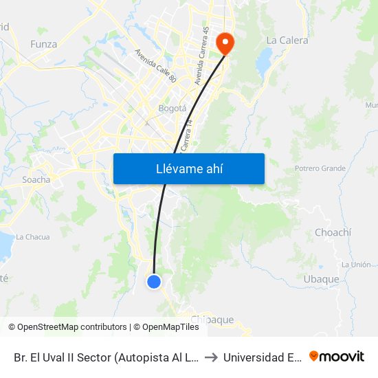 Br. El Uval II Sector (Autopista Al Llano - Kr 6b Este) to Universidad El Bosque map