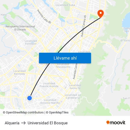Alquería to Universidad El Bosque map