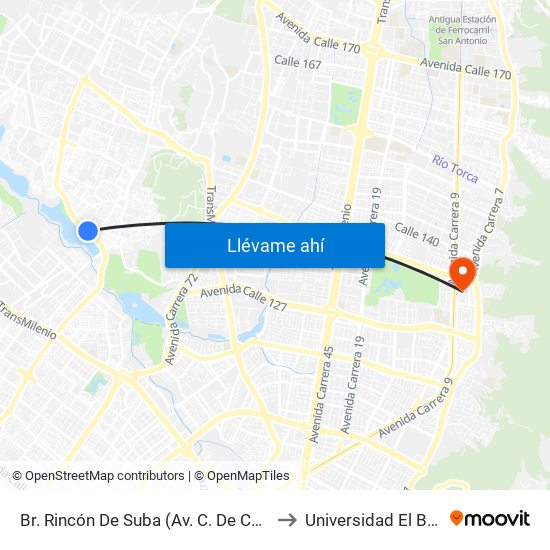 Br. Rincón De Suba (Av. C. De Cali - Kr 93) to Universidad El Bosque map