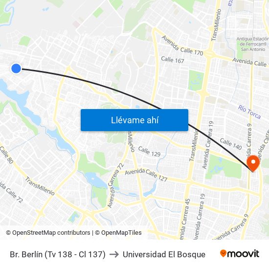 Br. Berlín (Tv 138 - Cl 137) to Universidad El Bosque map