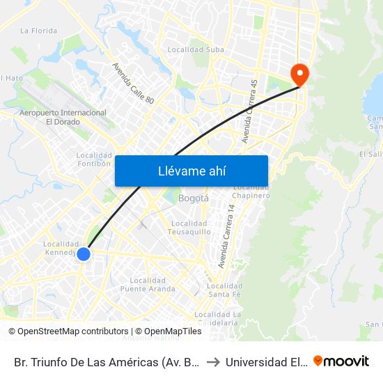 Br. Triunfo De Las Américas (Av. Boyacá - Cl 5a) (B) to Universidad El Bosque map