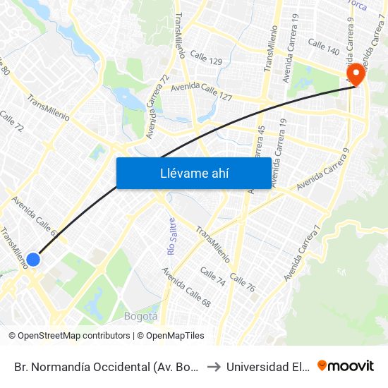Br. Normandía Occidental (Av. Boyacá - Cl 48) (A) to Universidad El Bosque map