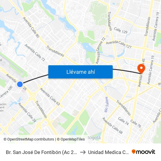 Br. San José De Fontibón (Ac 26 - Kr 96a) to Unidad Medica Cecimin map