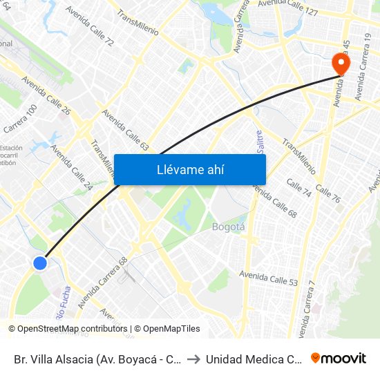 Br. Villa Alsacia (Av. Boyacá - Cl 12a) (A) to Unidad Medica Cecimin map