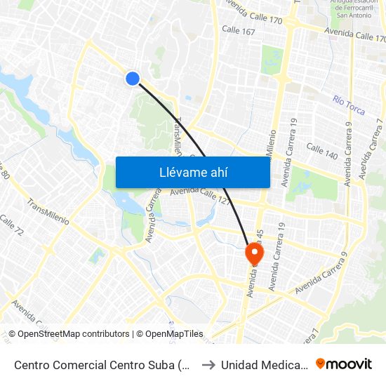 Centro Comercial Centro Suba (Av. Suba - Kr 91) to Unidad Medica Cecimin map
