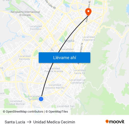 Santa Lucía to Unidad Medica Cecimin map