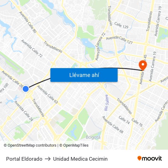 Portal Eldorado to Unidad Medica Cecimin map