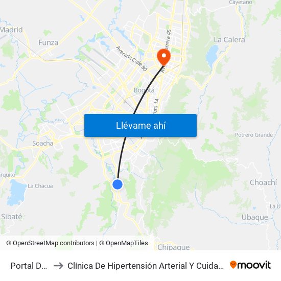 Portal De Usme to Clínica De Hipertensión Arterial Y Cuidados Coronarios - Chacc map