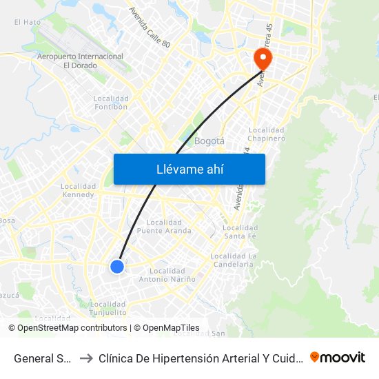 General Santander to Clínica De Hipertensión Arterial Y Cuidados Coronarios - Chacc map