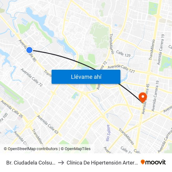 Br. Ciudadela Colsubsidio (Ac 80 - Kr 112a) to Clínica De Hipertensión Arterial Y Cuidados Coronarios - Chacc map