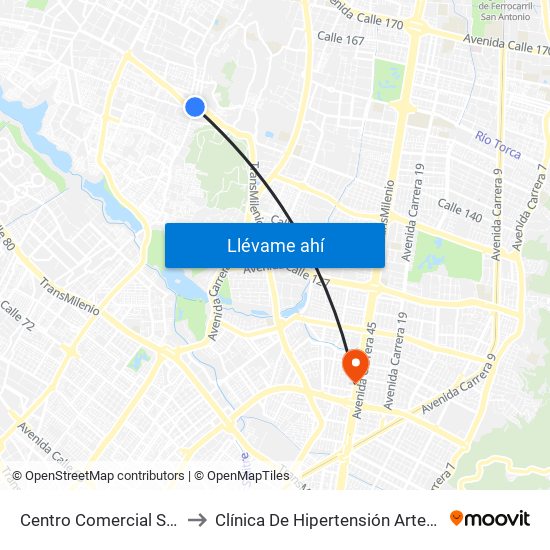 Centro Comercial Subazar (Av. Suba - Kr 91) to Clínica De Hipertensión Arterial Y Cuidados Coronarios - Chacc map