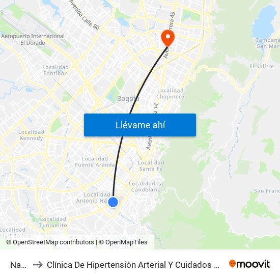 Nariño to Clínica De Hipertensión Arterial Y Cuidados Coronarios - Chacc map