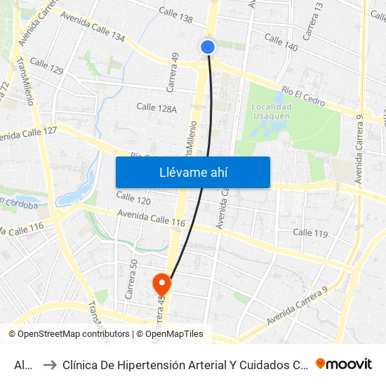 Alcalá to Clínica De Hipertensión Arterial Y Cuidados Coronarios - Chacc map