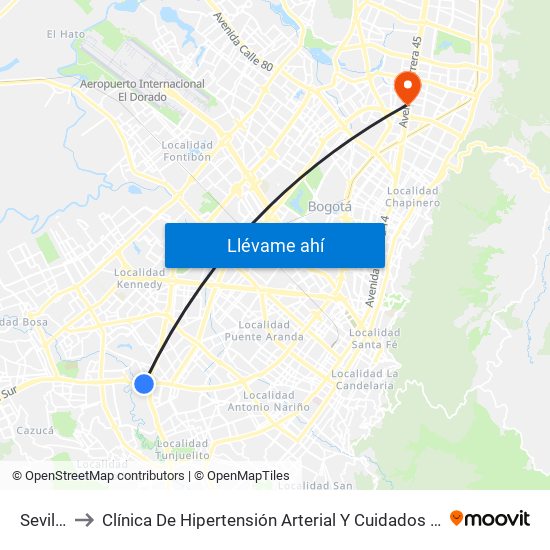 Sevillana to Clínica De Hipertensión Arterial Y Cuidados Coronarios - Chacc map