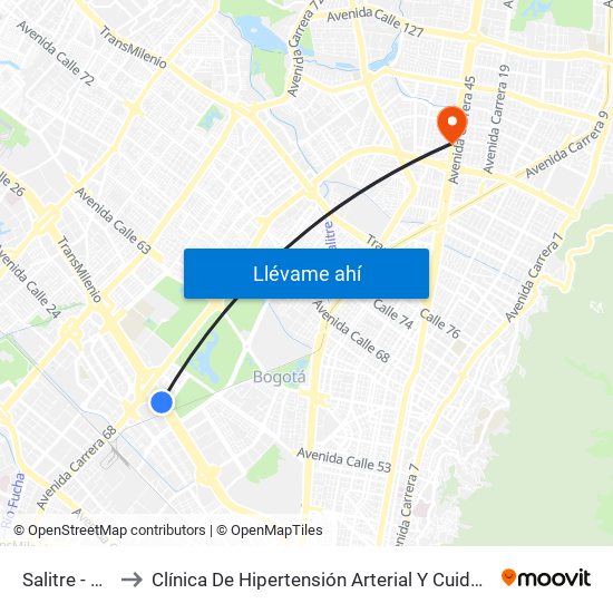 Salitre - El Greco to Clínica De Hipertensión Arterial Y Cuidados Coronarios - Chacc map