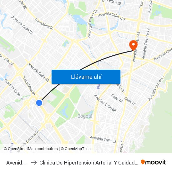 Avenida Rojas to Clínica De Hipertensión Arterial Y Cuidados Coronarios - Chacc map