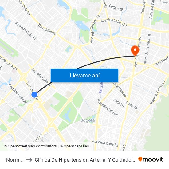 Normandía to Clínica De Hipertensión Arterial Y Cuidados Coronarios - Chacc map