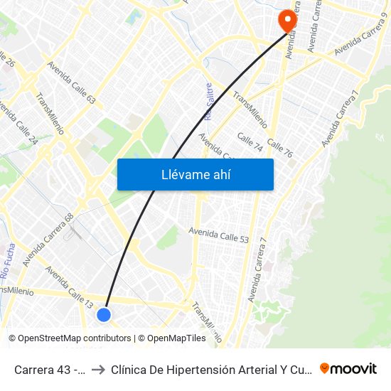 Carrera 43 - Comapan to Clínica De Hipertensión Arterial Y Cuidados Coronarios - Chacc map