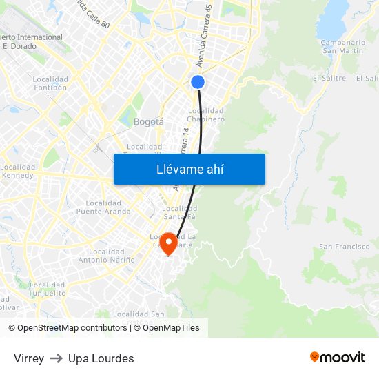 Virrey to Upa Lourdes map