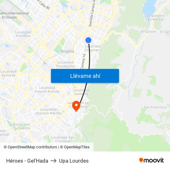 Héroes - Gel'Hada to Upa Lourdes map