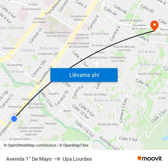 Avenida 1° De Mayo to Upa Lourdes map