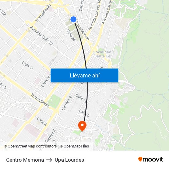 Centro Memoria to Upa Lourdes map