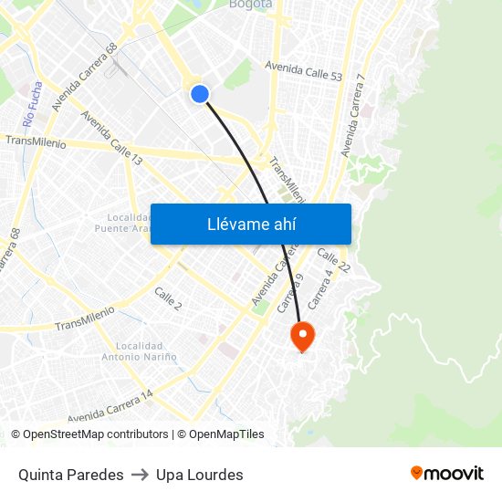 Quinta Paredes to Upa Lourdes map