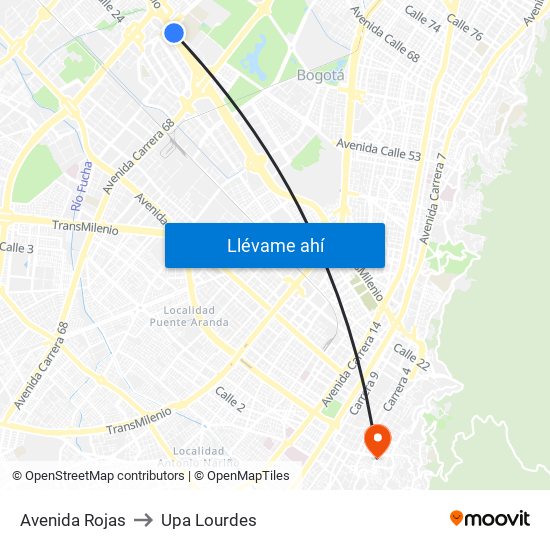 Avenida Rojas to Upa Lourdes map