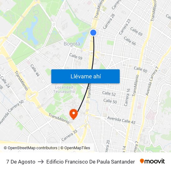 7 De Agosto to Edificio Francisco De Paula Santander map