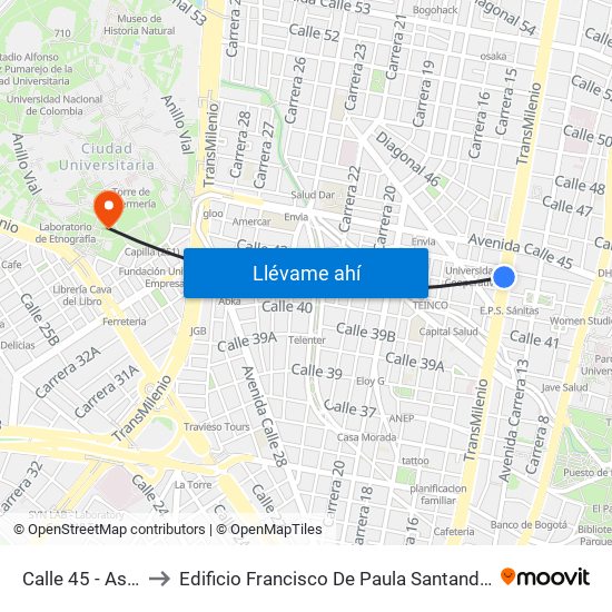 Calle 45 - Asw to Edificio Francisco De Paula Santander map