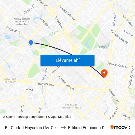 Br. Ciudad Hayuelos (Av. Centenario - Av. C. De Cali) to Edificio Francisco De Paula Santander map