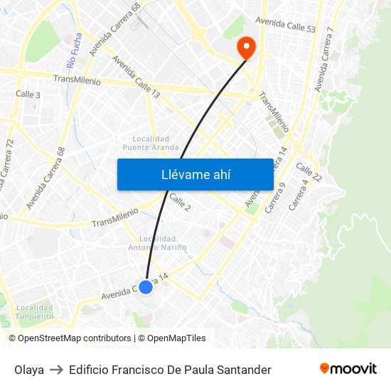 Olaya to Edificio Francisco De Paula Santander map