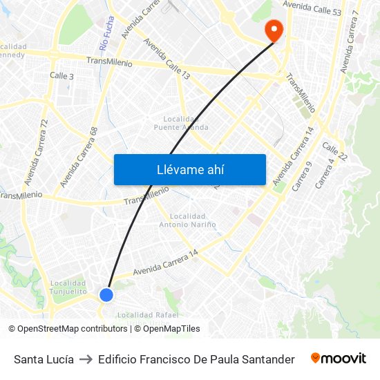 Santa Lucía to Edificio Francisco De Paula Santander map