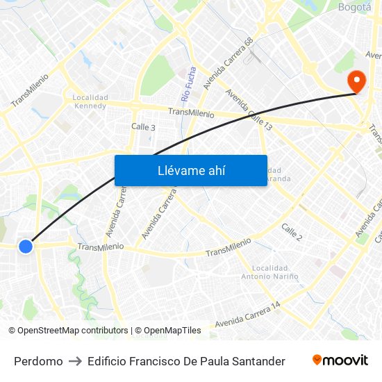 Perdomo to Edificio Francisco De Paula Santander map