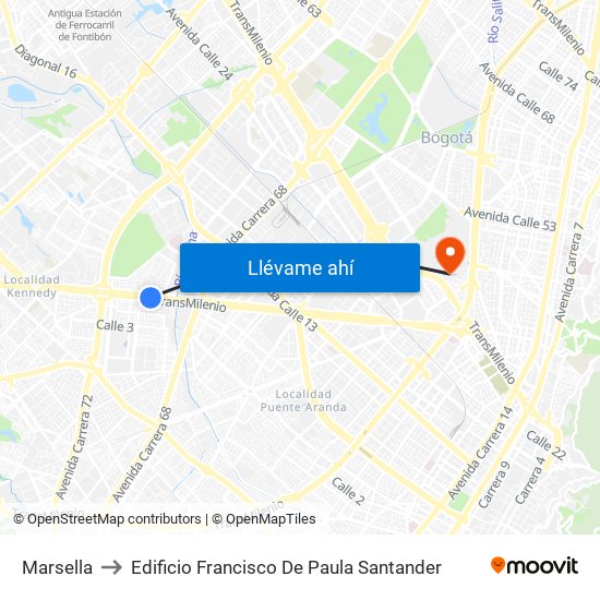Marsella to Edificio Francisco De Paula Santander map