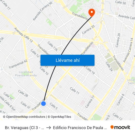 Br. Veraguas (Cl 3 - Kr 29a) to Edificio Francisco De Paula Santander map