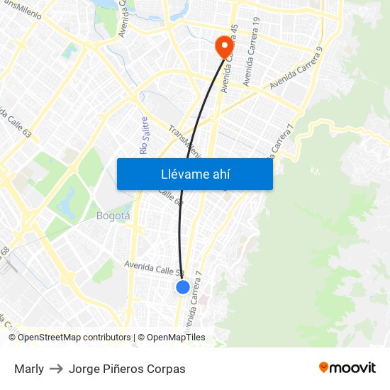 Marly to Jorge Piñeros Corpas map