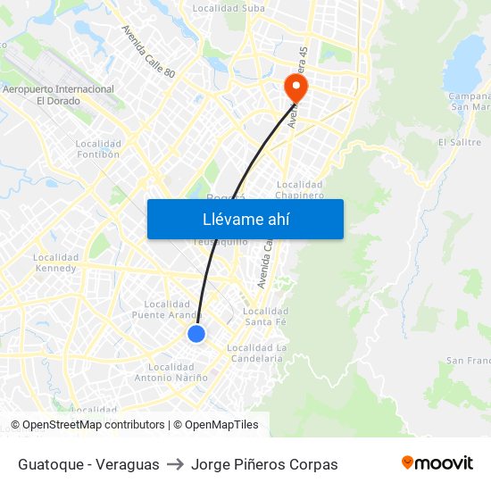 Guatoque - Veraguas to Jorge Piñeros Corpas map