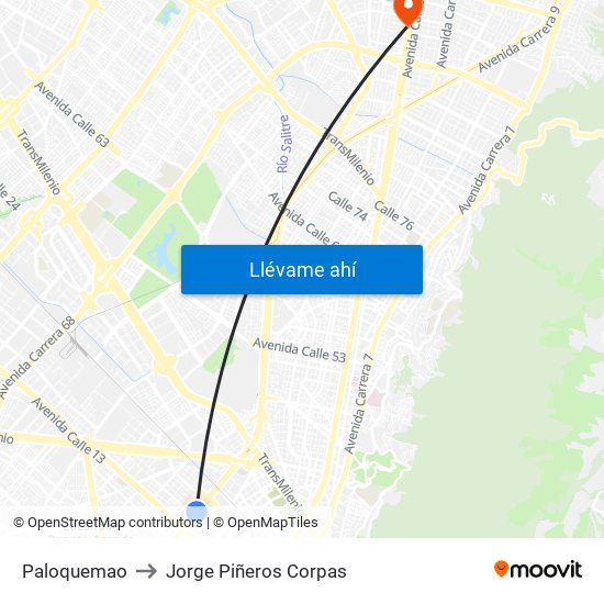 Paloquemao to Jorge Piñeros Corpas map
