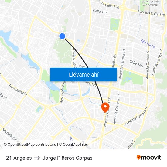 21 Ángeles to Jorge Piñeros Corpas map