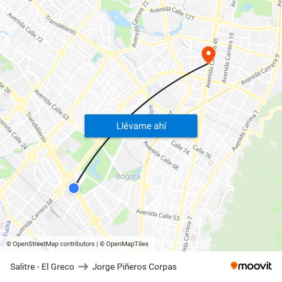 Salitre - El Greco to Jorge Piñeros Corpas map