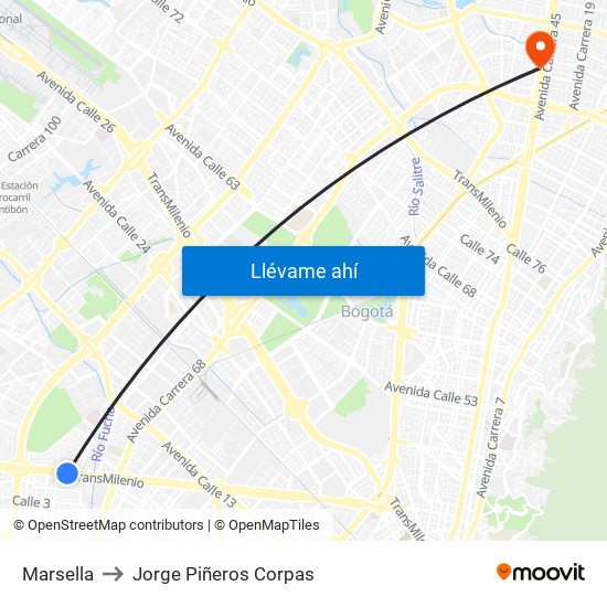 Marsella to Jorge Piñeros Corpas map