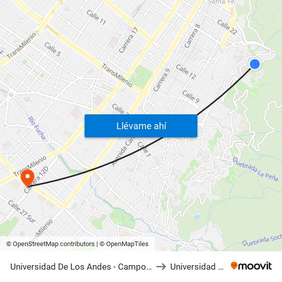 Universidad De Los Andes - Campo Deportivo (Av. Circunvalar - Cl 18) to Universidad Antonio Nariño map