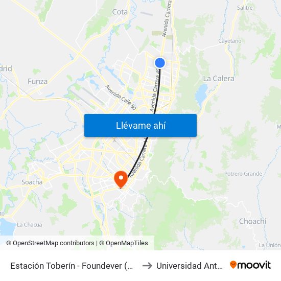 Estación Toberín - Foundever (Auto Norte - Cl 166) to Universidad Antonio Nariño map